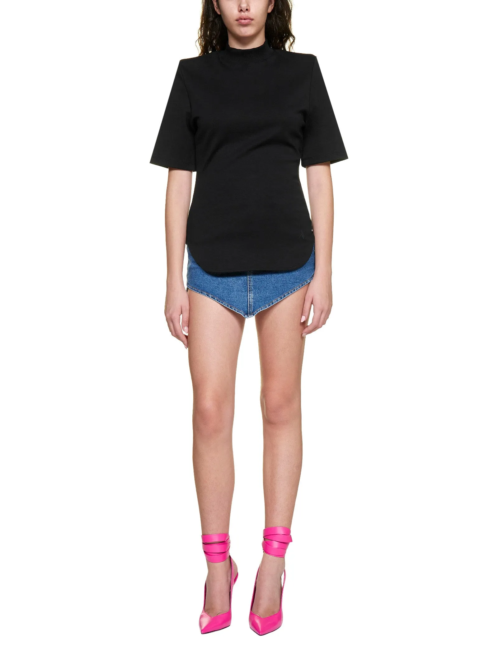 The Attico Shoulder-Padded Mockneck T-Shirt