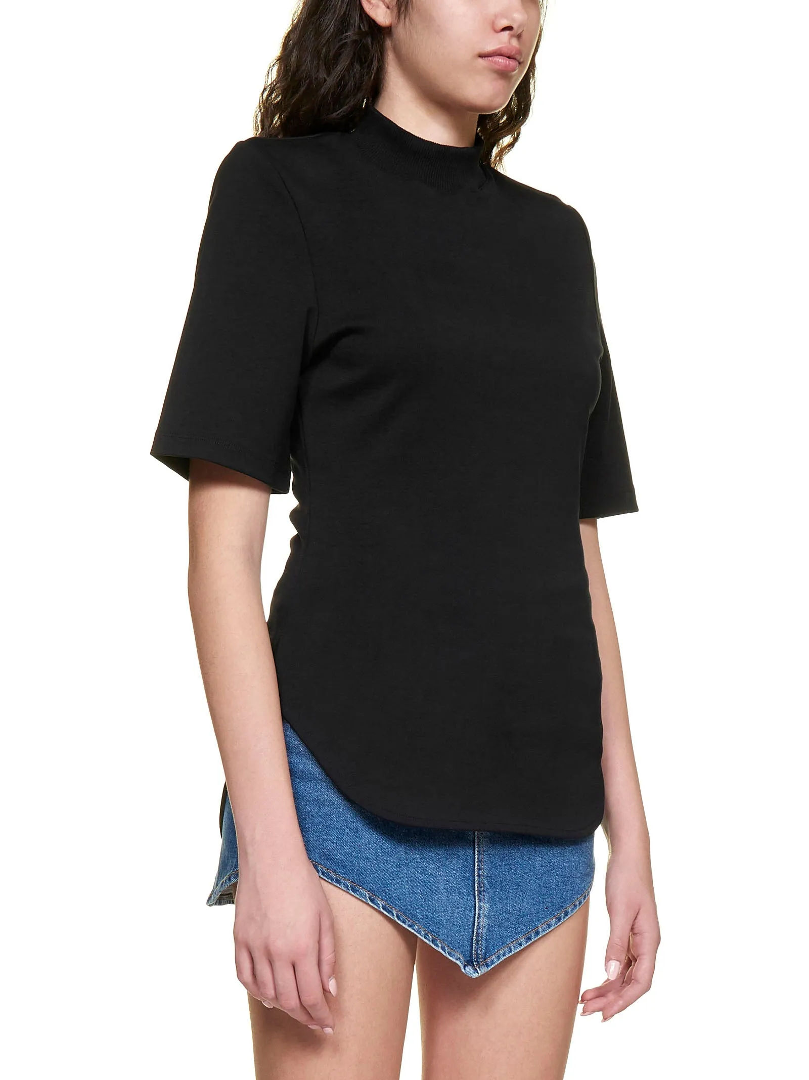 The Attico Shoulder-Padded Mockneck T-Shirt