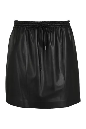 Theory Faux Leather Drawstring Mini Skirt