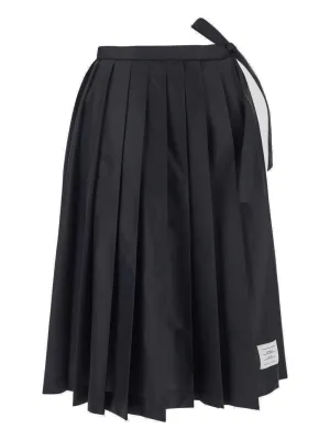 Thom Browne Logo Patch Pleated Midi Skirt