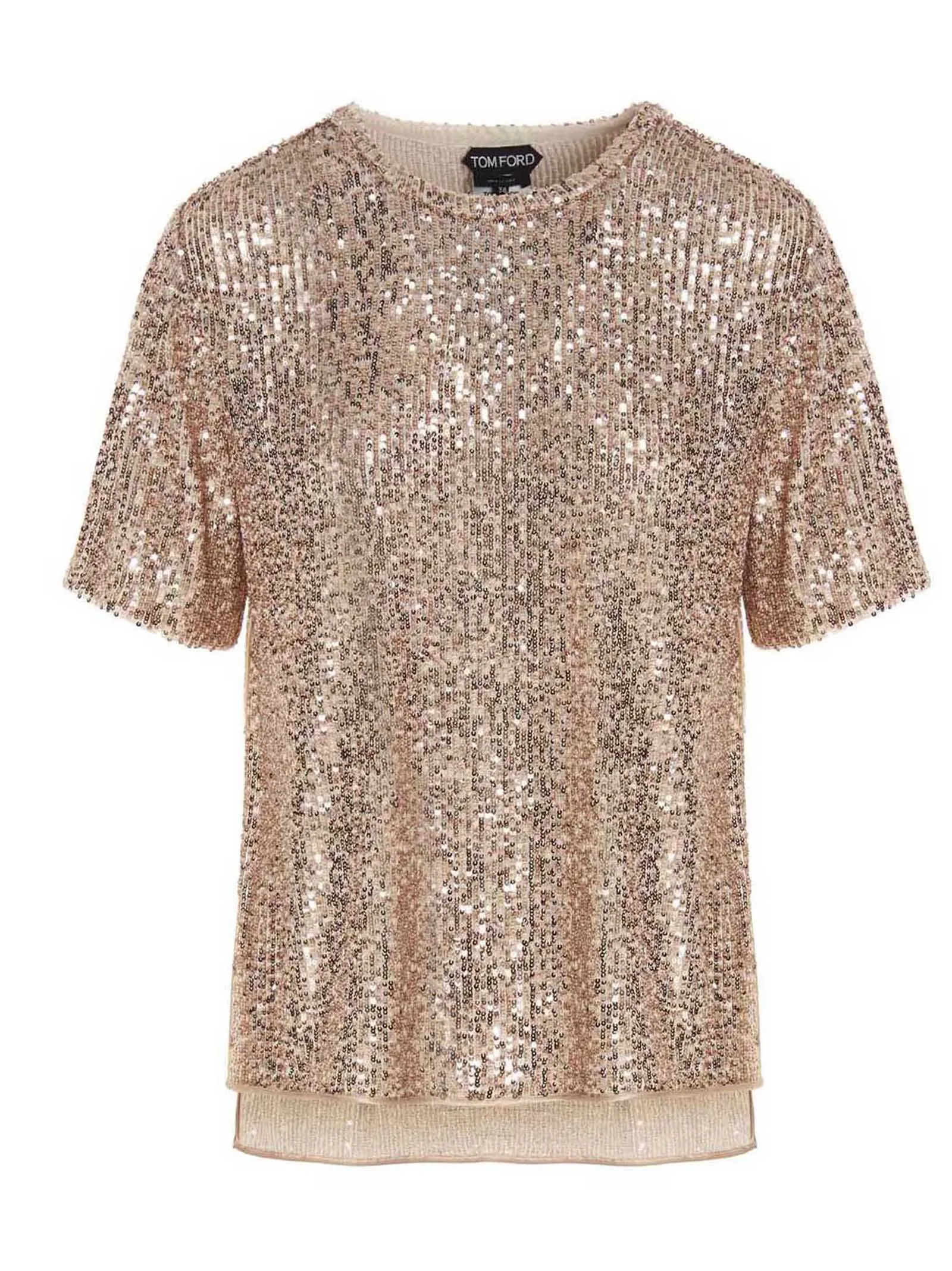 Tom Ford Allover Sequin Embellished Slit T-Shirt