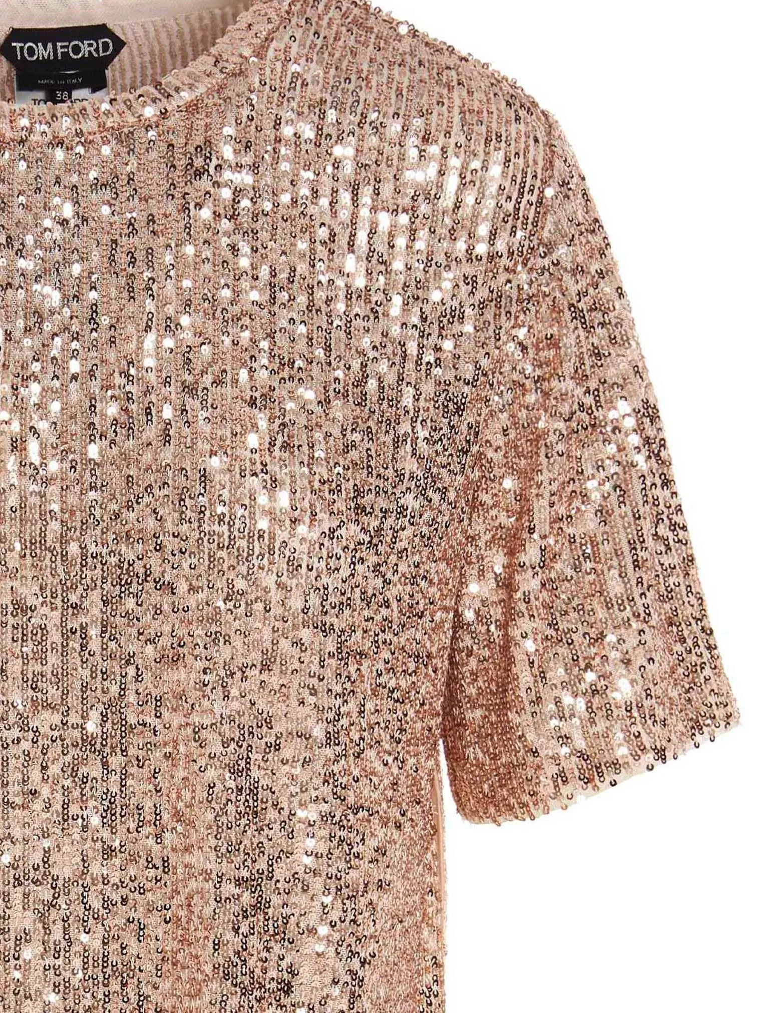 Tom Ford Allover Sequin Embellished Slit T-Shirt
