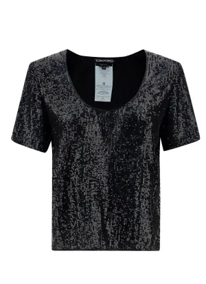 Tom Ford Allover Sequins Round-Neck T-Shirt