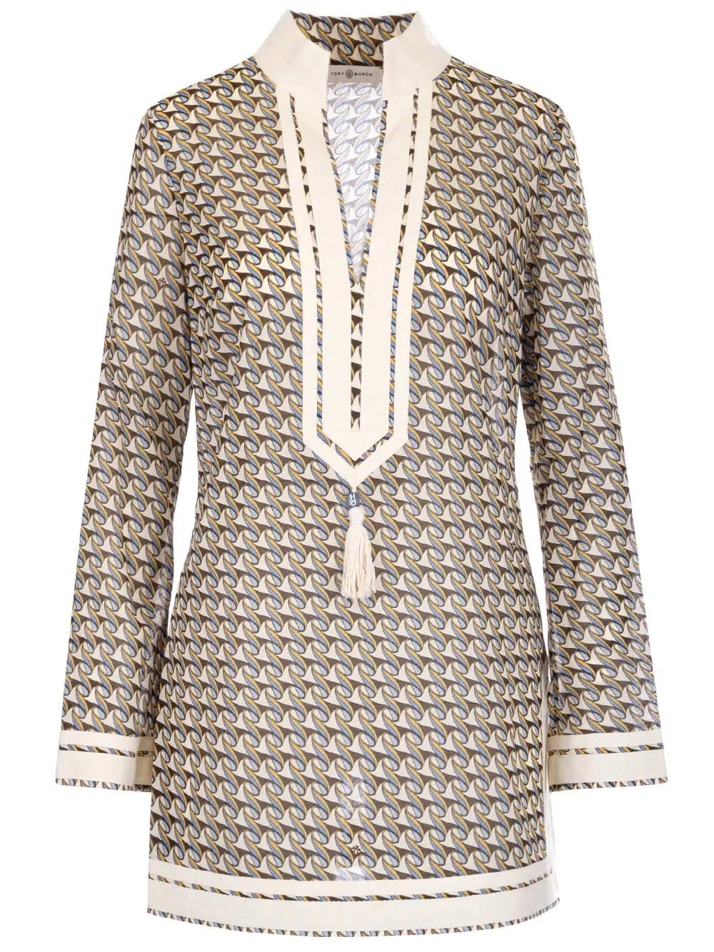 Tory Burch Allover Printed V-Neck Dress