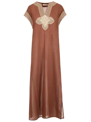 Tory Burch Embroidered Pattern Maxi Dress