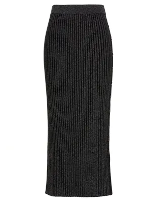 Tory Burch High Waist Ribbed Knitted Skirt