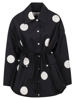 Tory Burch Polka Dot Patterned Drawstring Anorak Jacket