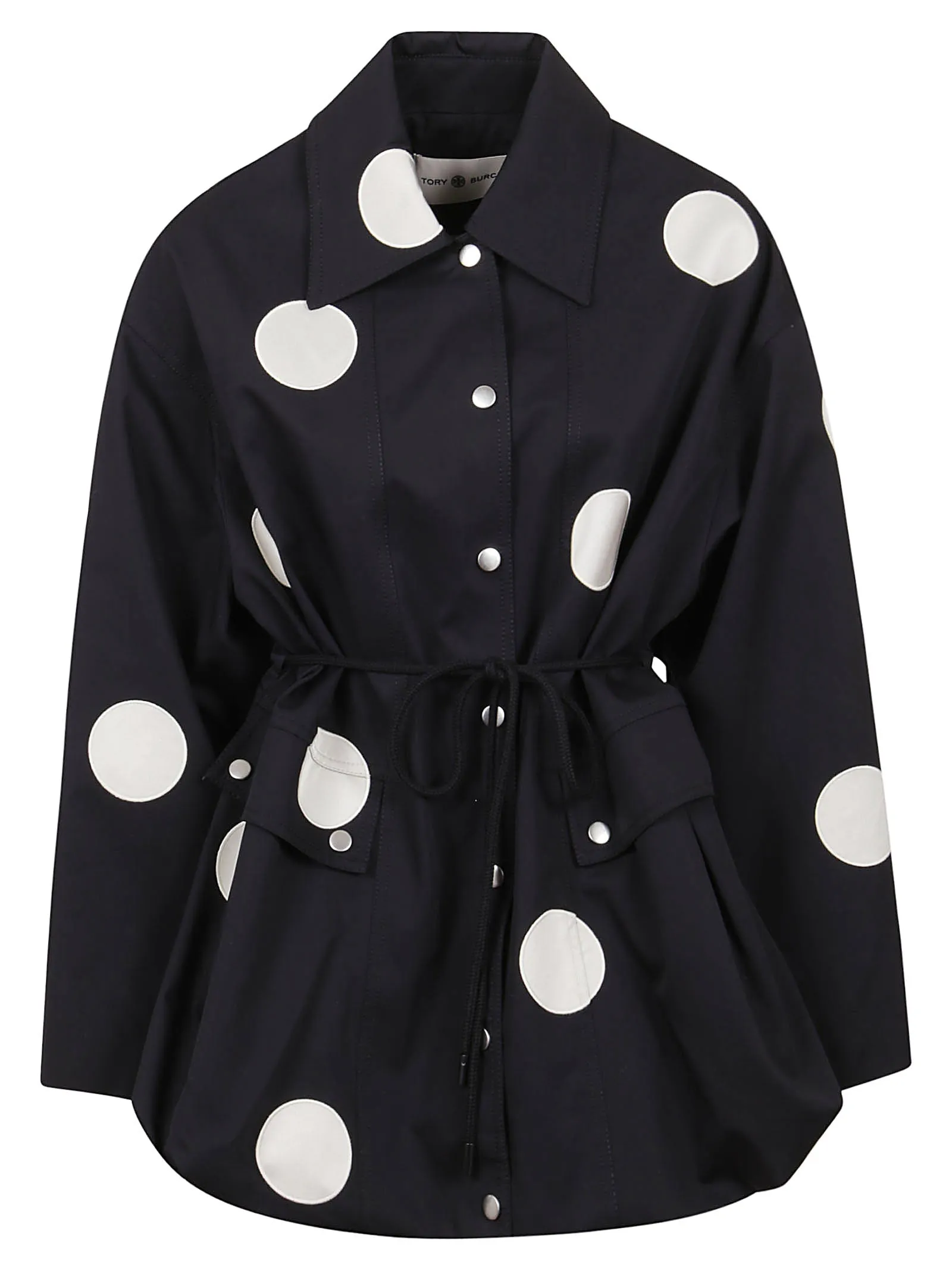 Tory Burch Polka Dot Patterned Drawstring Anorak Jacket