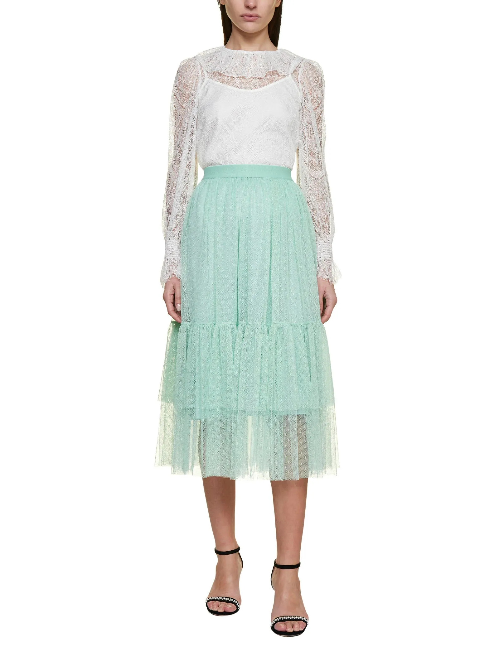 TWINSET Tulle High Waisted Midi Skirt