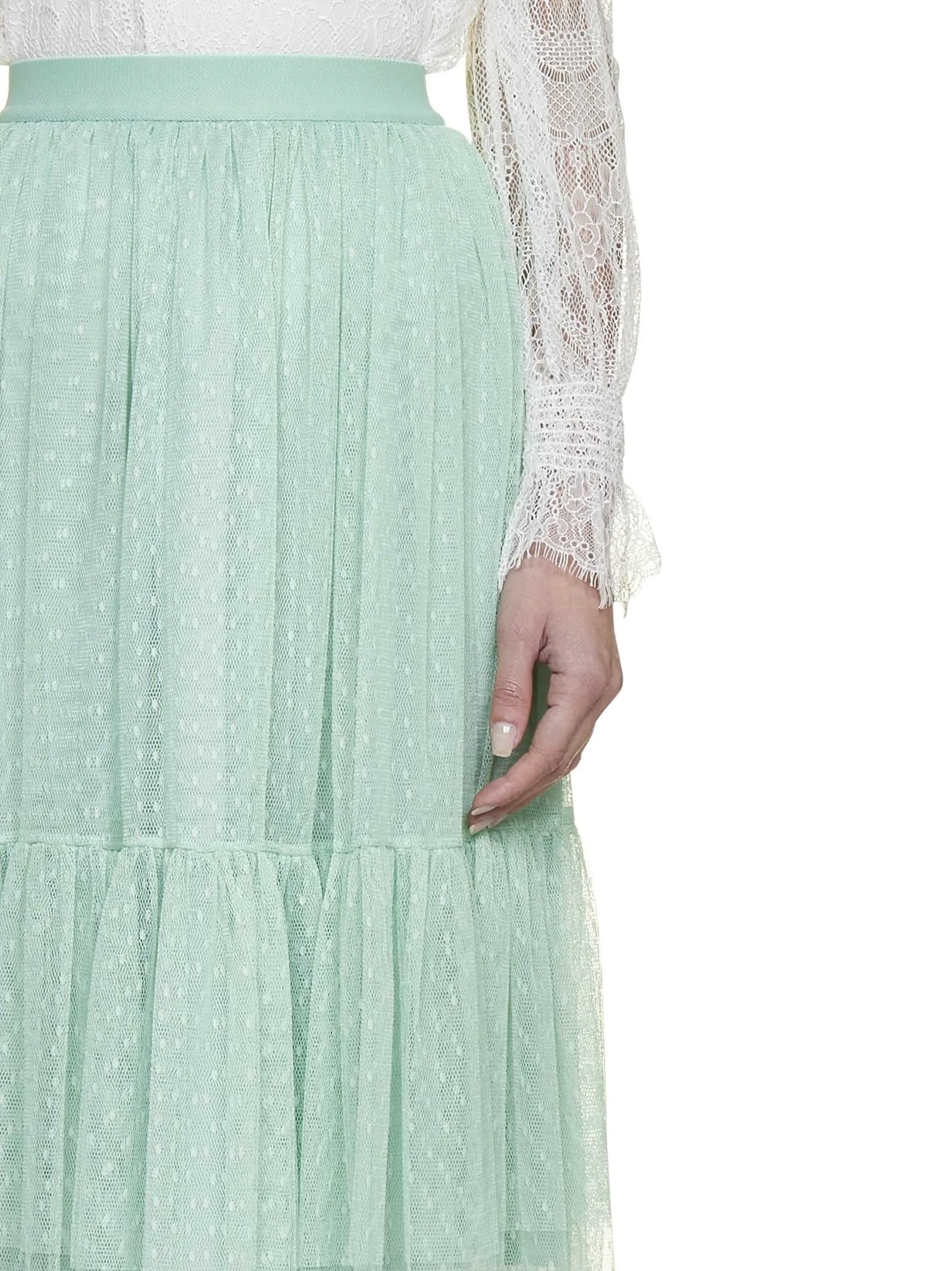 TWINSET Tulle High Waisted Midi Skirt