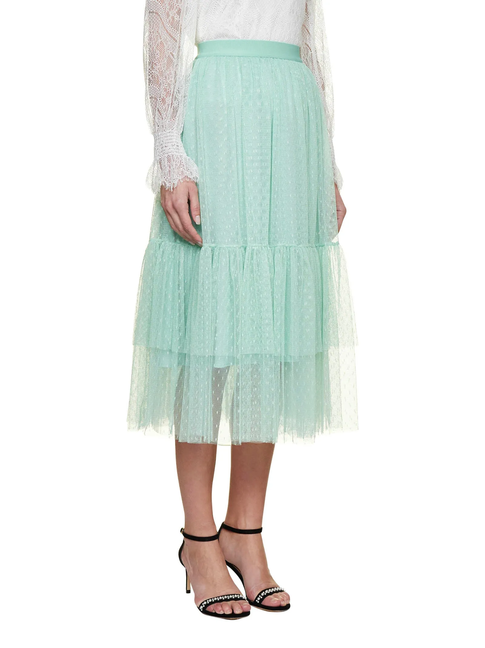 TWINSET Tulle High Waisted Midi Skirt