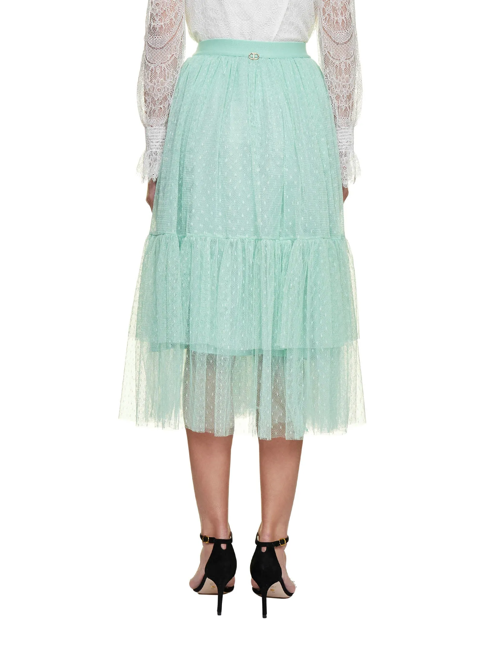 TWINSET Tulle High Waisted Midi Skirt