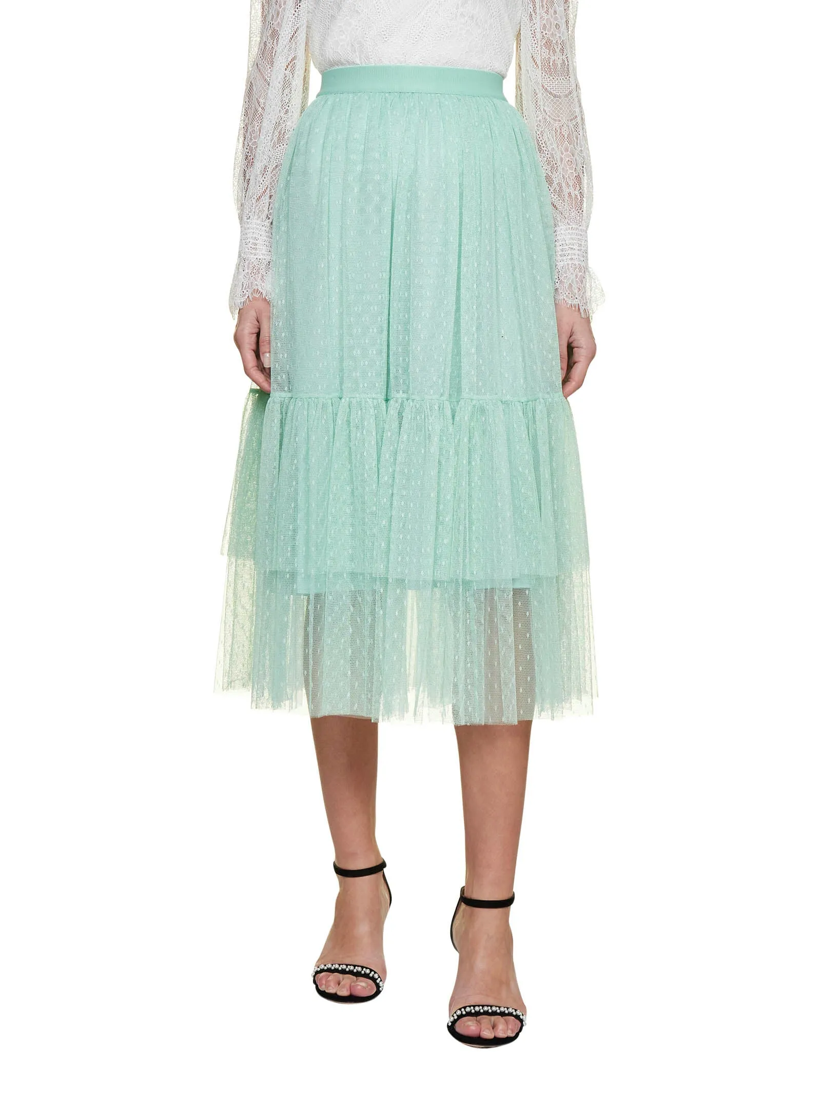 TWINSET Tulle High Waisted Midi Skirt