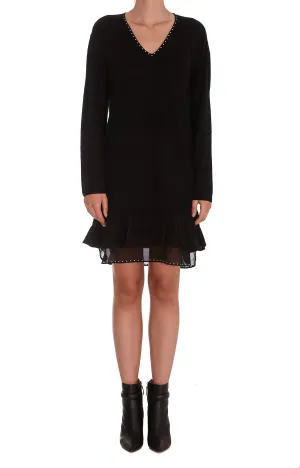 TWINSET V-Neck Tulle-Hem Dress