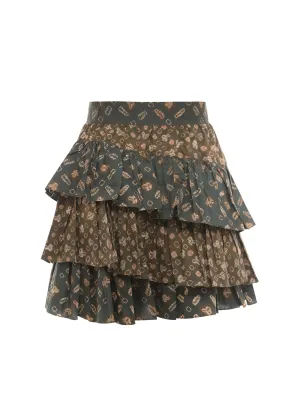 Ulla Johnson All-Over Graphic Print Ruffled Skirt