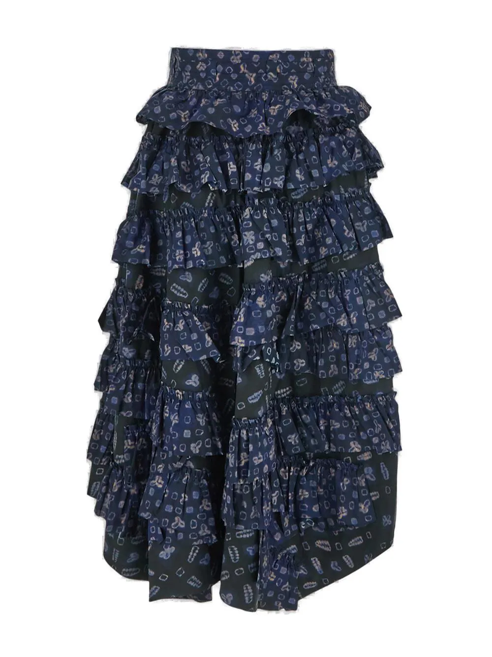 Ulla Johnson Graphic Printed High Waist Ruffled Skirt