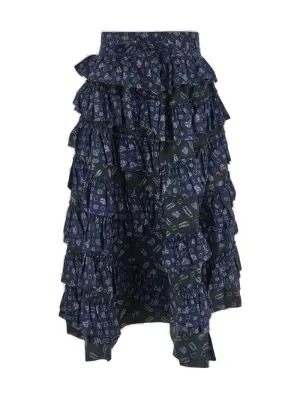 Ulla Johnson Graphic Printed High Waist Ruffled Skirt