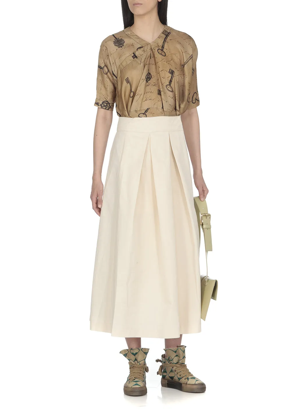 Uma Wang Pleat Detailed Midi Skirt