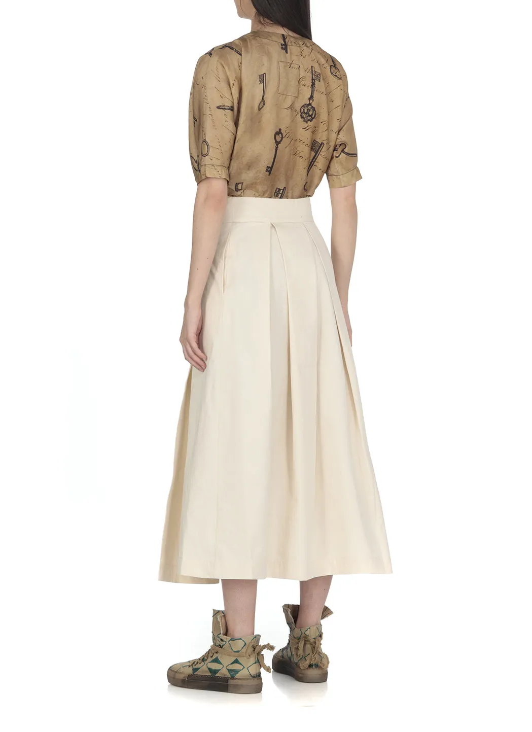 Uma Wang Pleat Detailed Midi Skirt