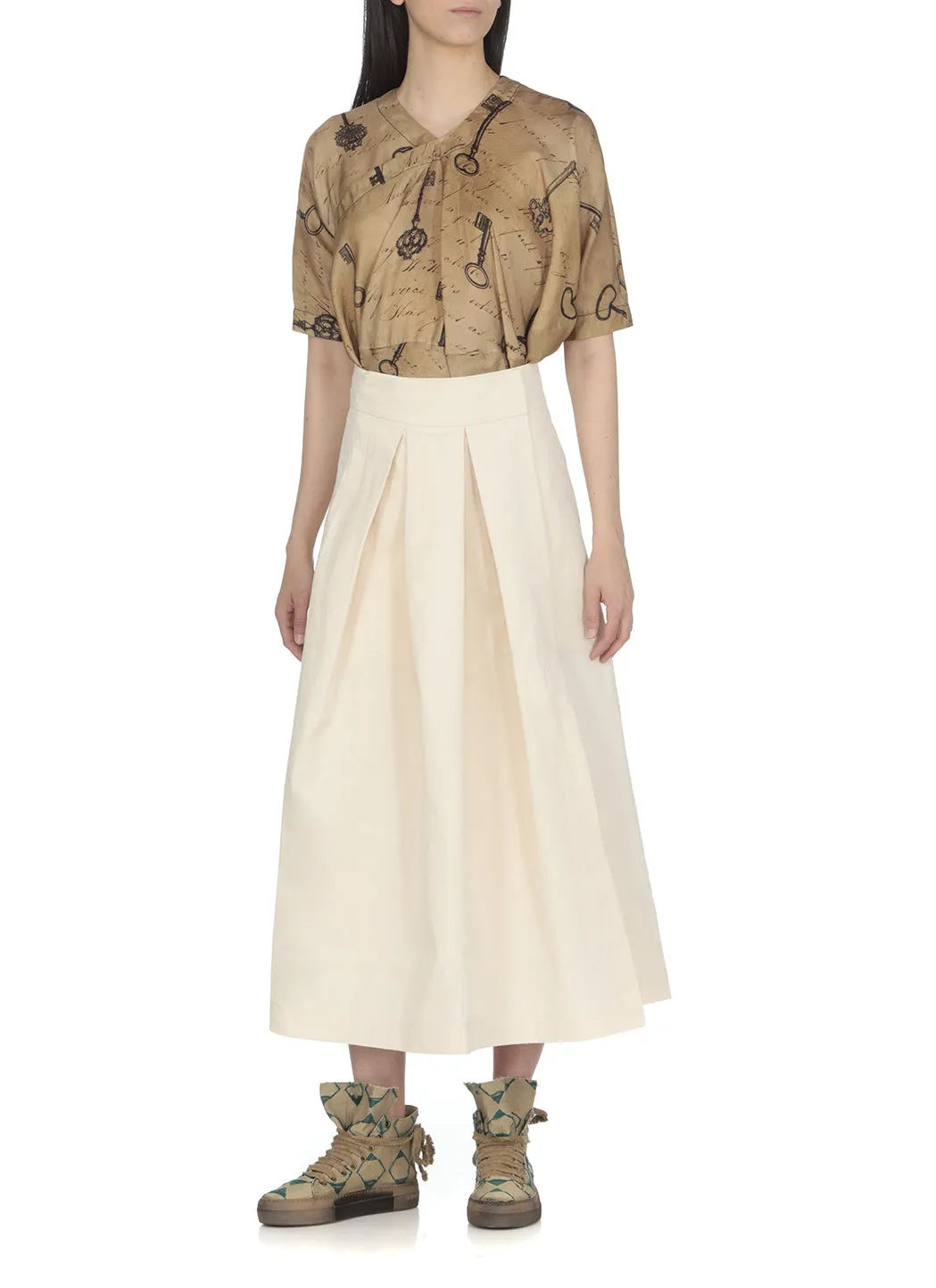 Uma Wang Pleat Detailed Midi Skirt