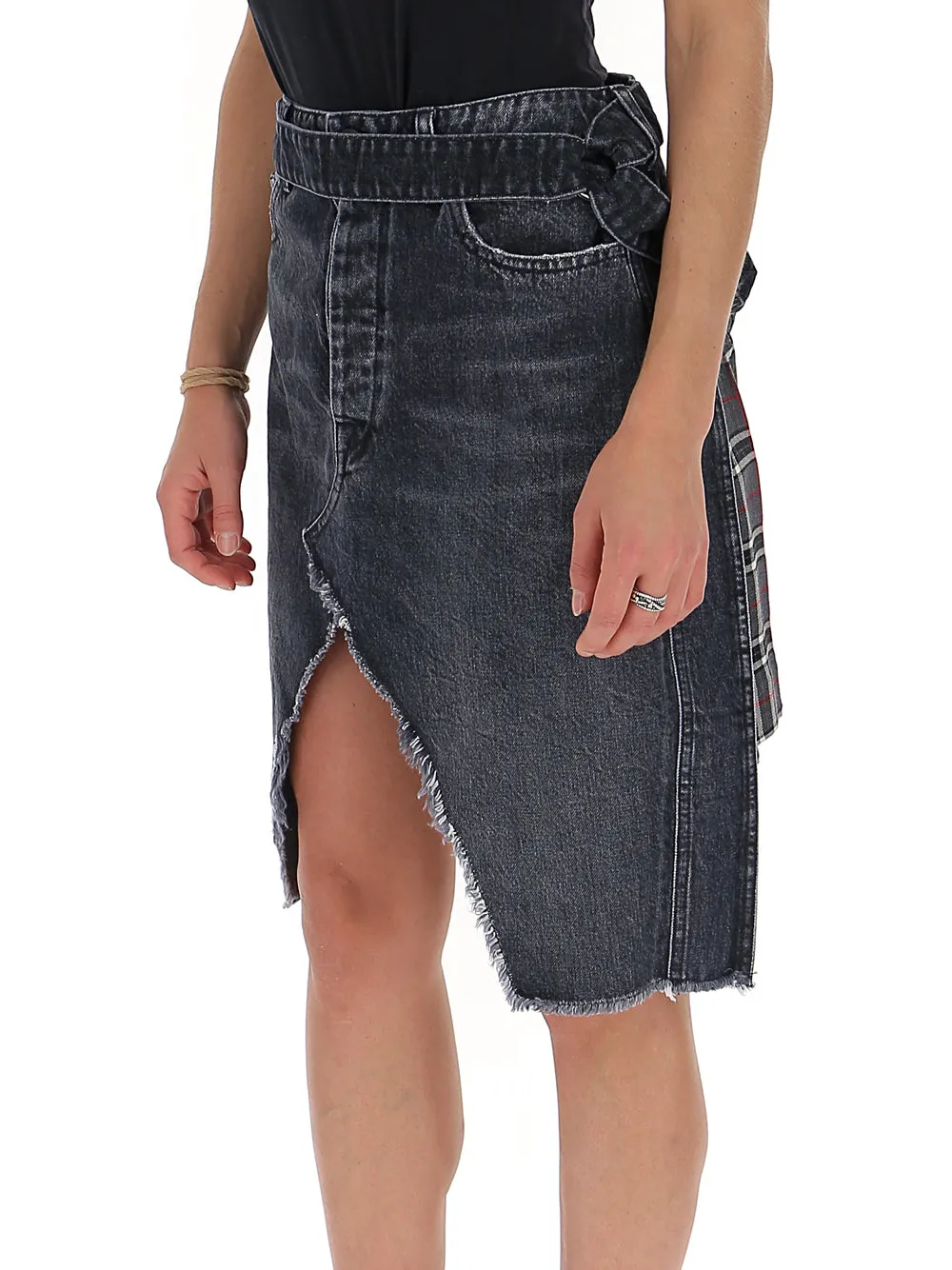 Unravel Project Slit Detail Back-Pleated Skirt