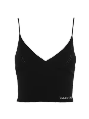 Valentino Logo Embroidered V-Neck Tank Top