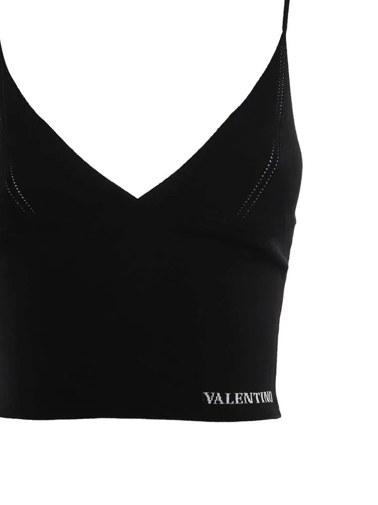 Valentino Logo Embroidered V-Neck Tank Top