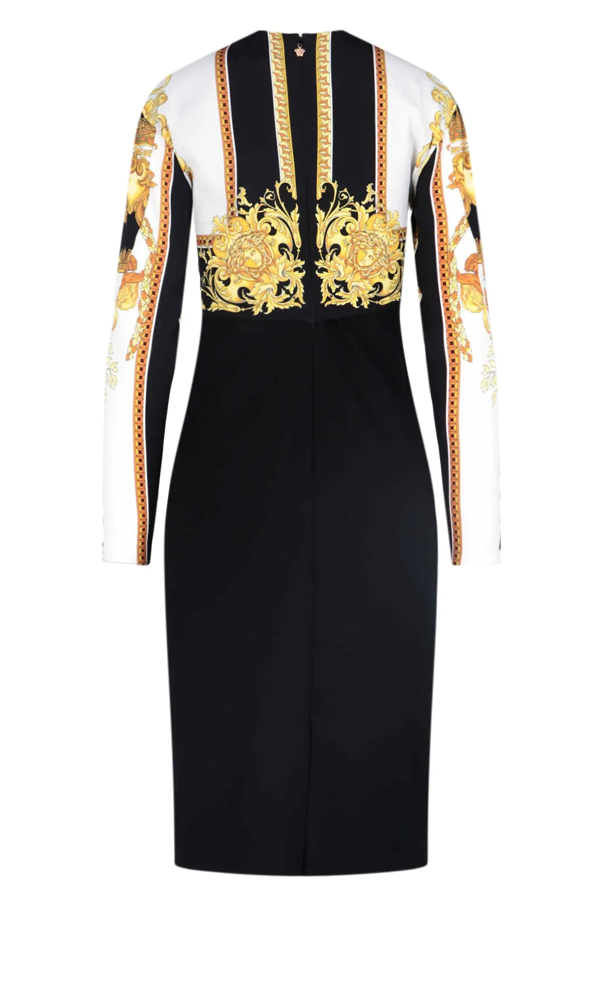 Versace Barocco-Printed V-Neck Dress
