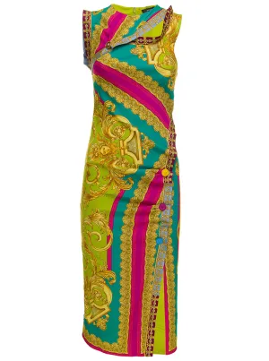 Versace Baroque Pattern Sleeveless Cut-Out Dress