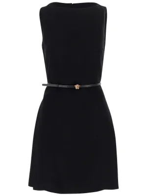 Versace Cady Belted Waist Sleeveless Dress