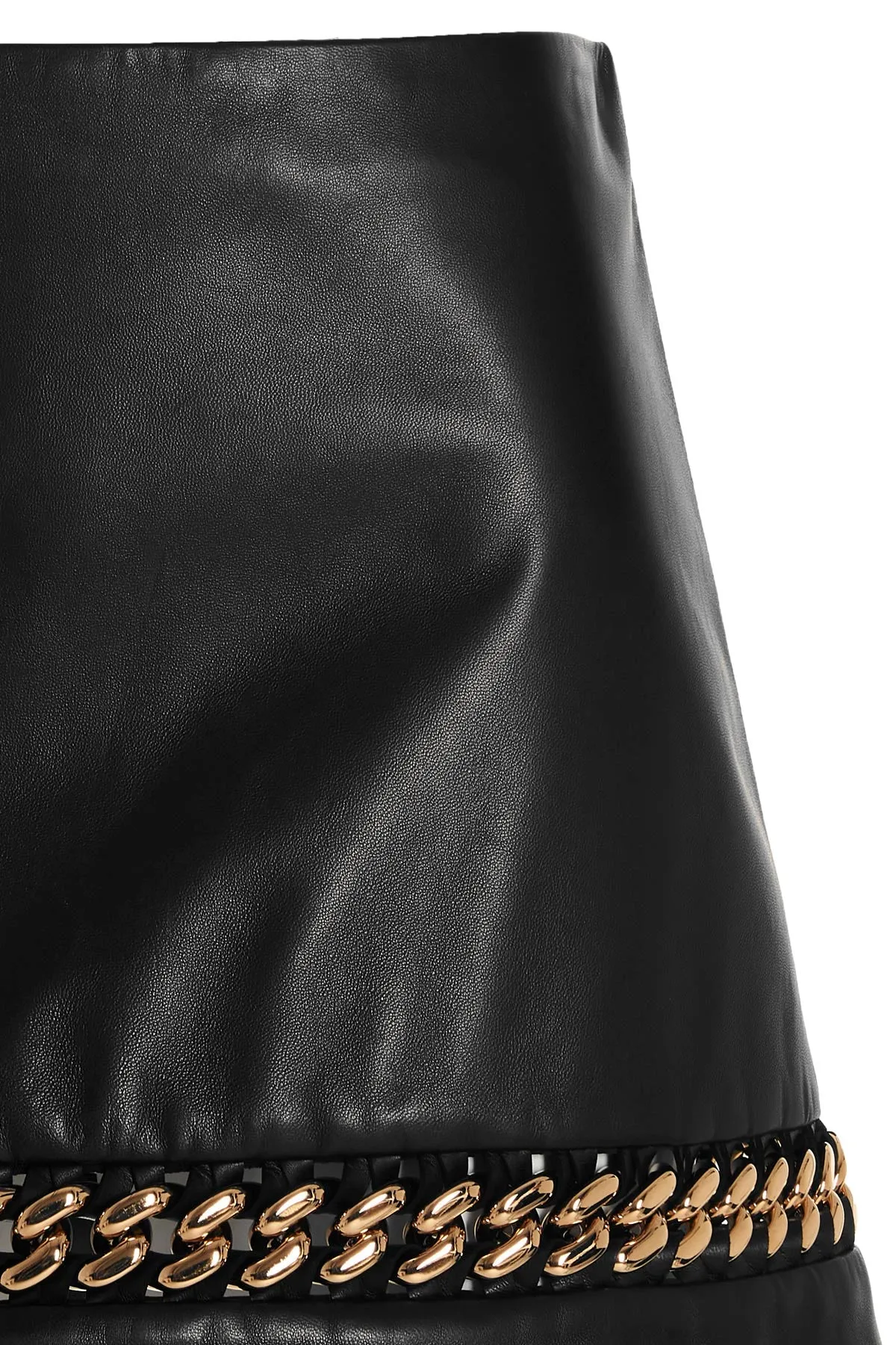 Versace Chain-Detailed Leather Mini Skirt