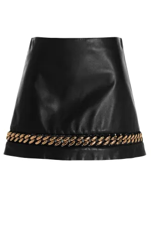 Versace Chain-Detailed Leather Mini Skirt