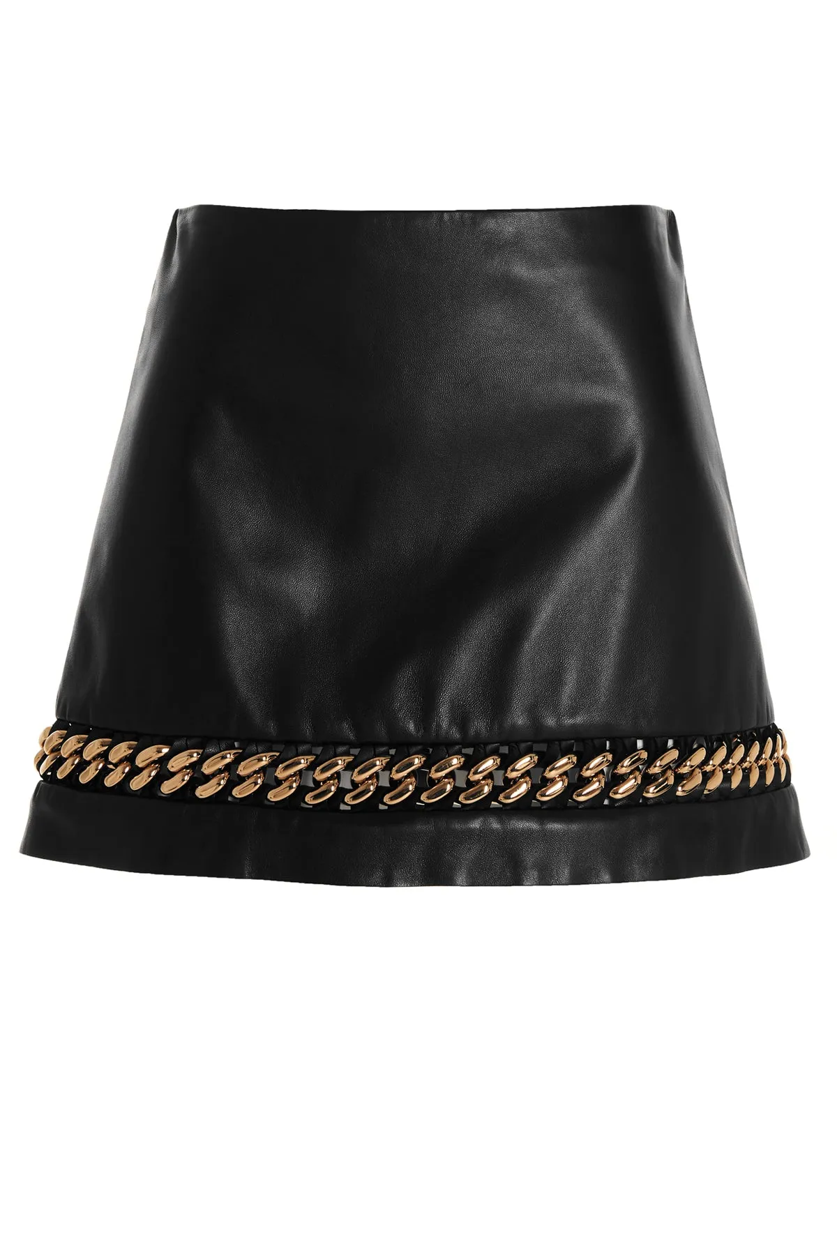 Versace Chain-Detailed Leather Mini Skirt