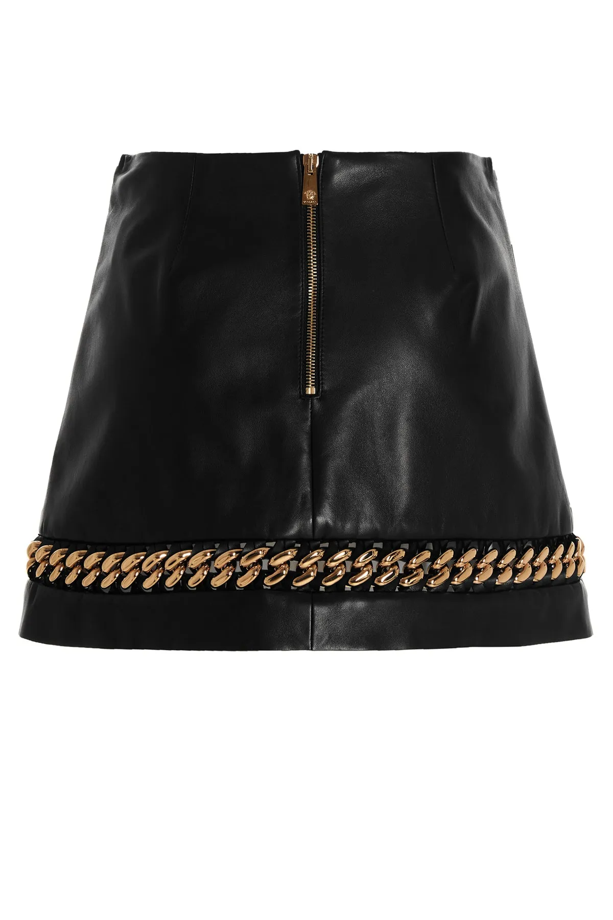 Versace Chain-Detailed Leather Mini Skirt