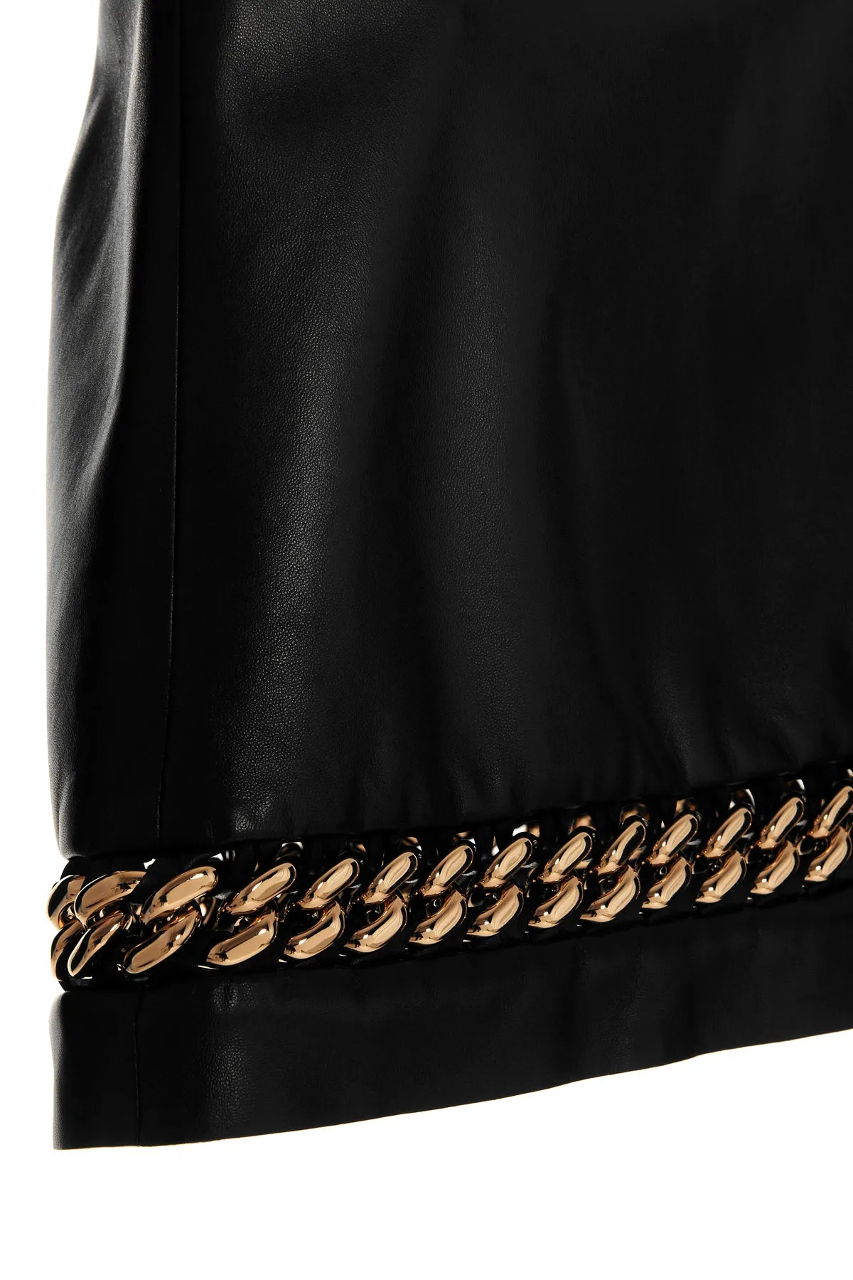 Versace Chain-Detailed Leather Mini Skirt