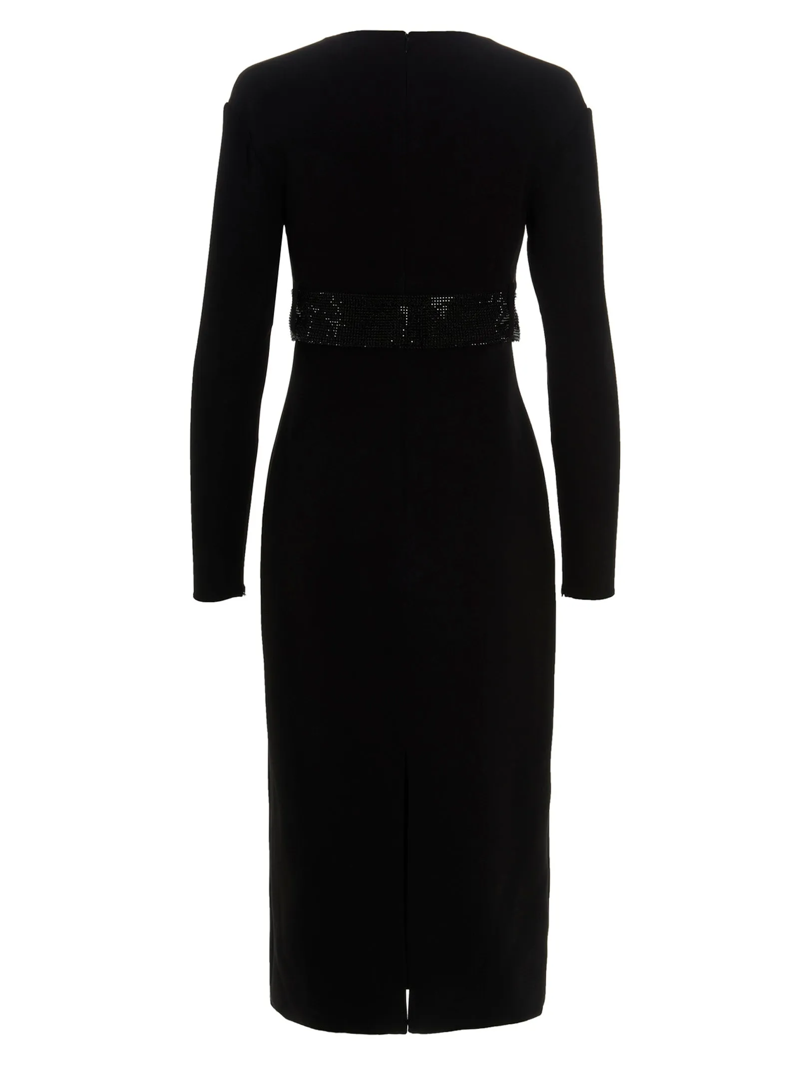 Versace Graphic Neckline Belted Midi Dress