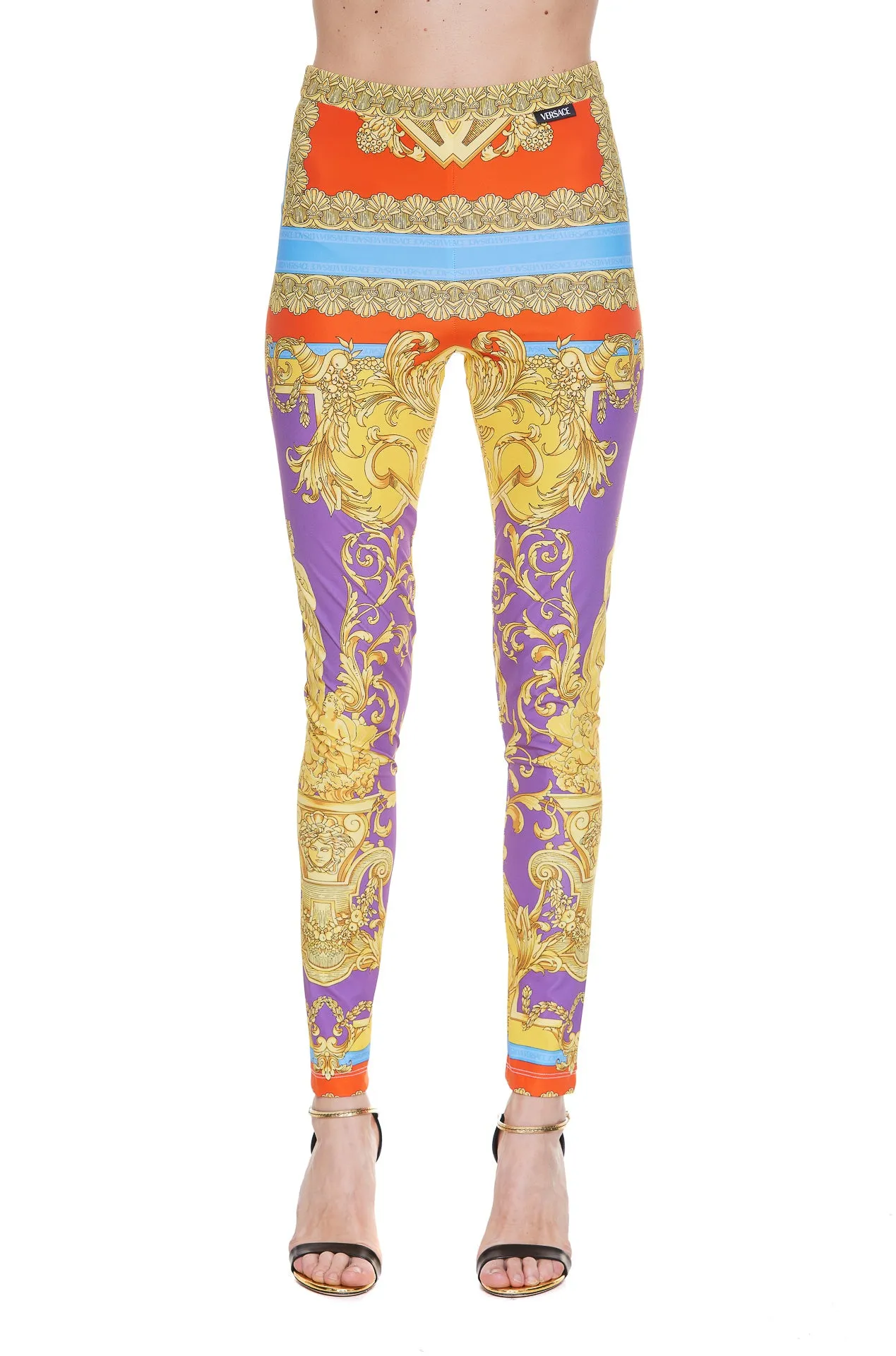 Versace High Waisted Baroque Print Leggings