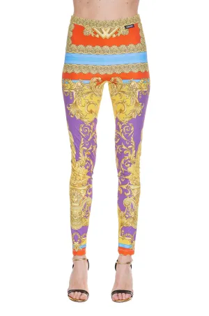 Versace High Waisted Baroque Print Leggings