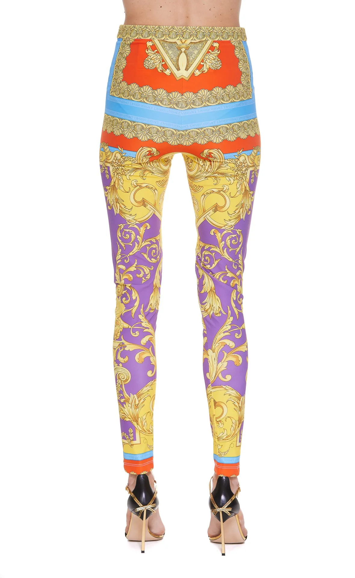 Versace High Waisted Baroque Print Leggings