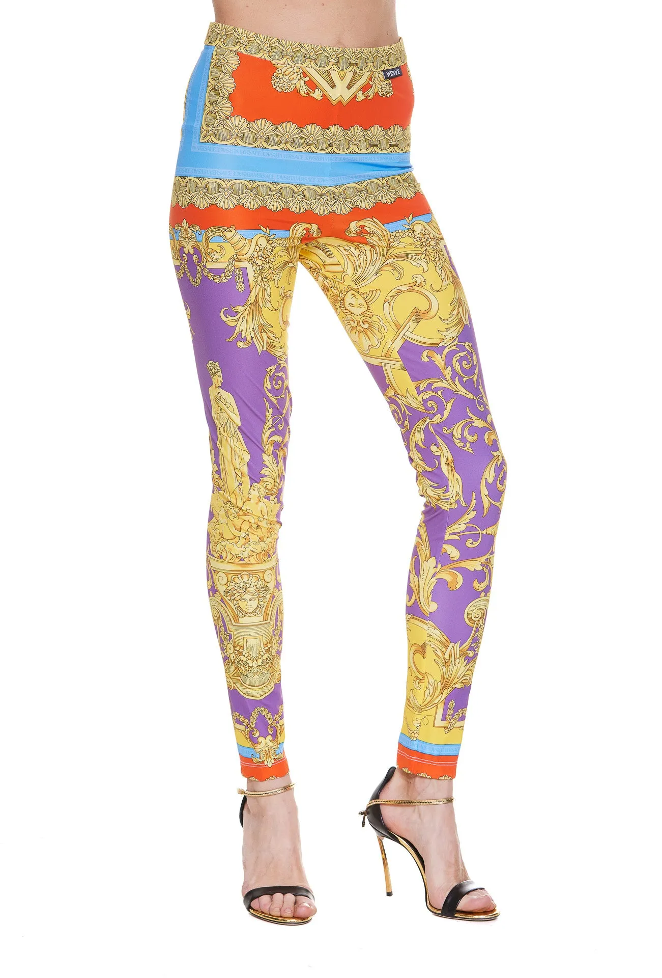 Versace High Waisted Baroque Print Leggings