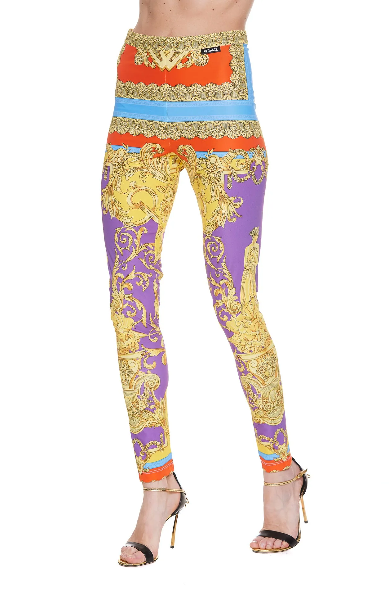 Versace High Waisted Baroque Print Leggings