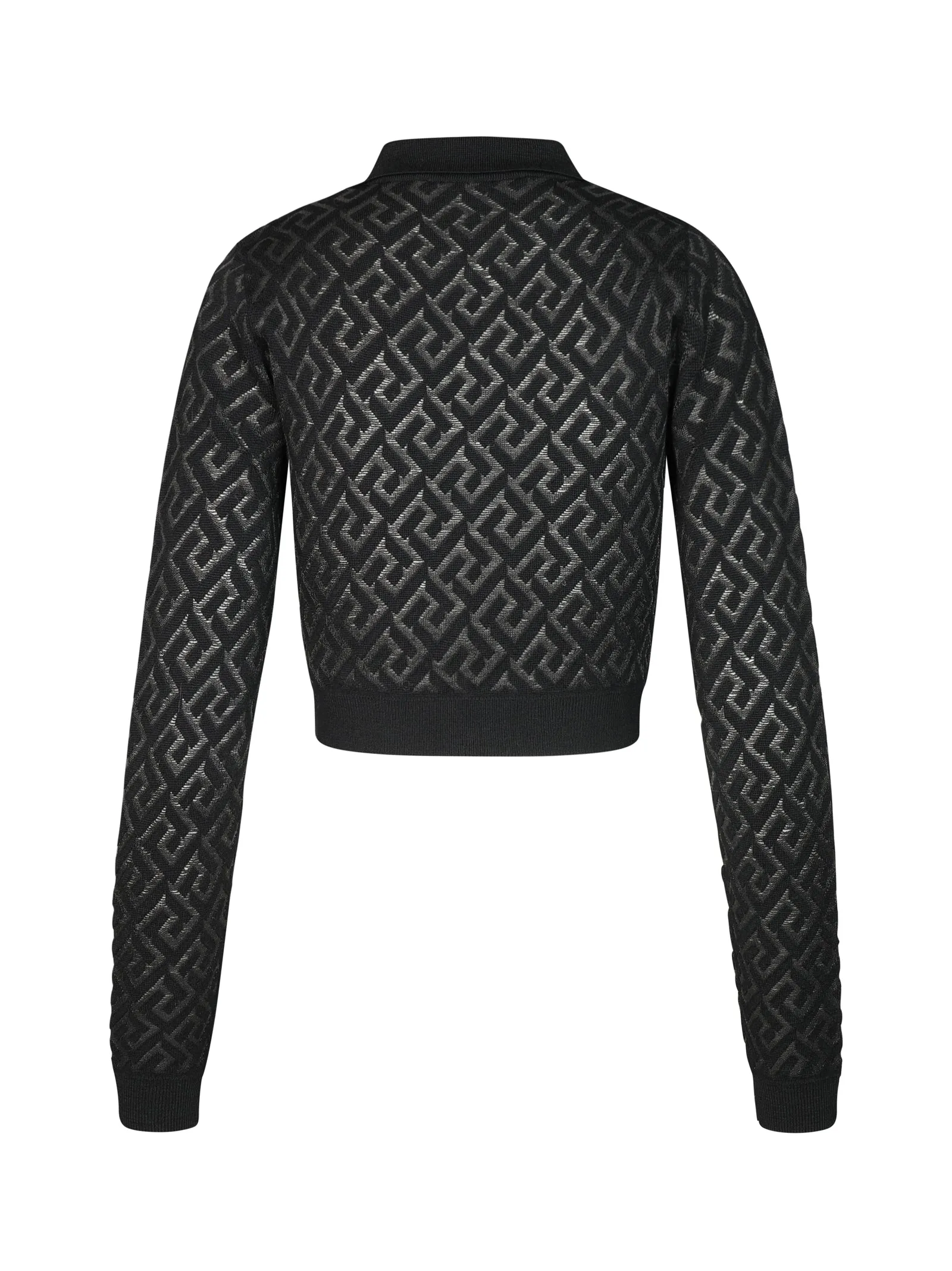 Versace La Greca Jacquard Cut-Out Cropped Top