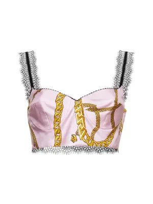 Versace Lace Trim Cropped Top