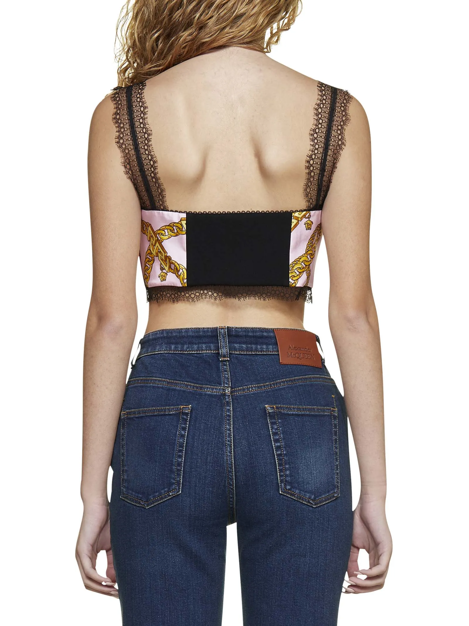 Versace Lace Trim Cropped Top
