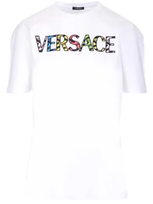 Versace Logo Printed Crewneck T-Shirt