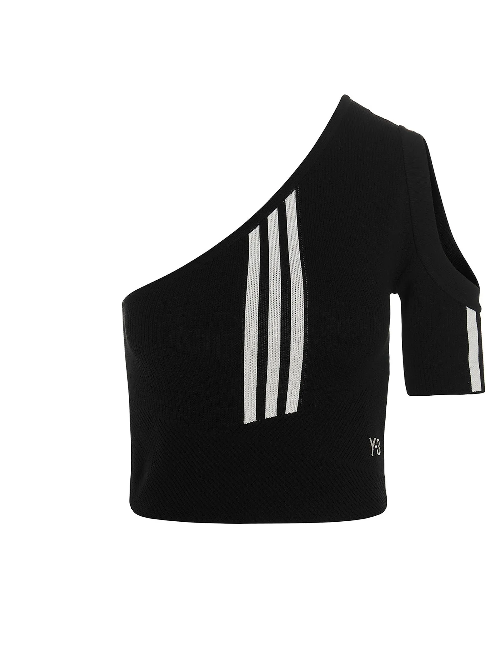 Y-3 Three Stripe Short Sleeved One-Shoulder Top