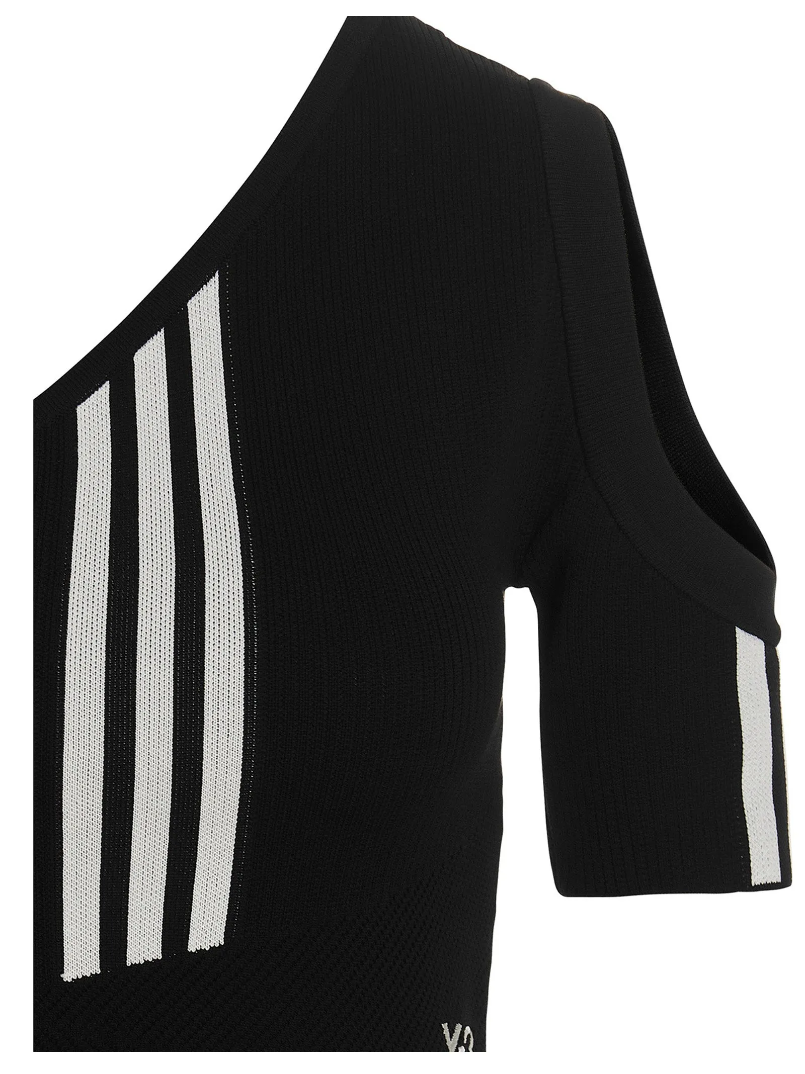 Y-3 Three Stripe Short Sleeved One-Shoulder Top