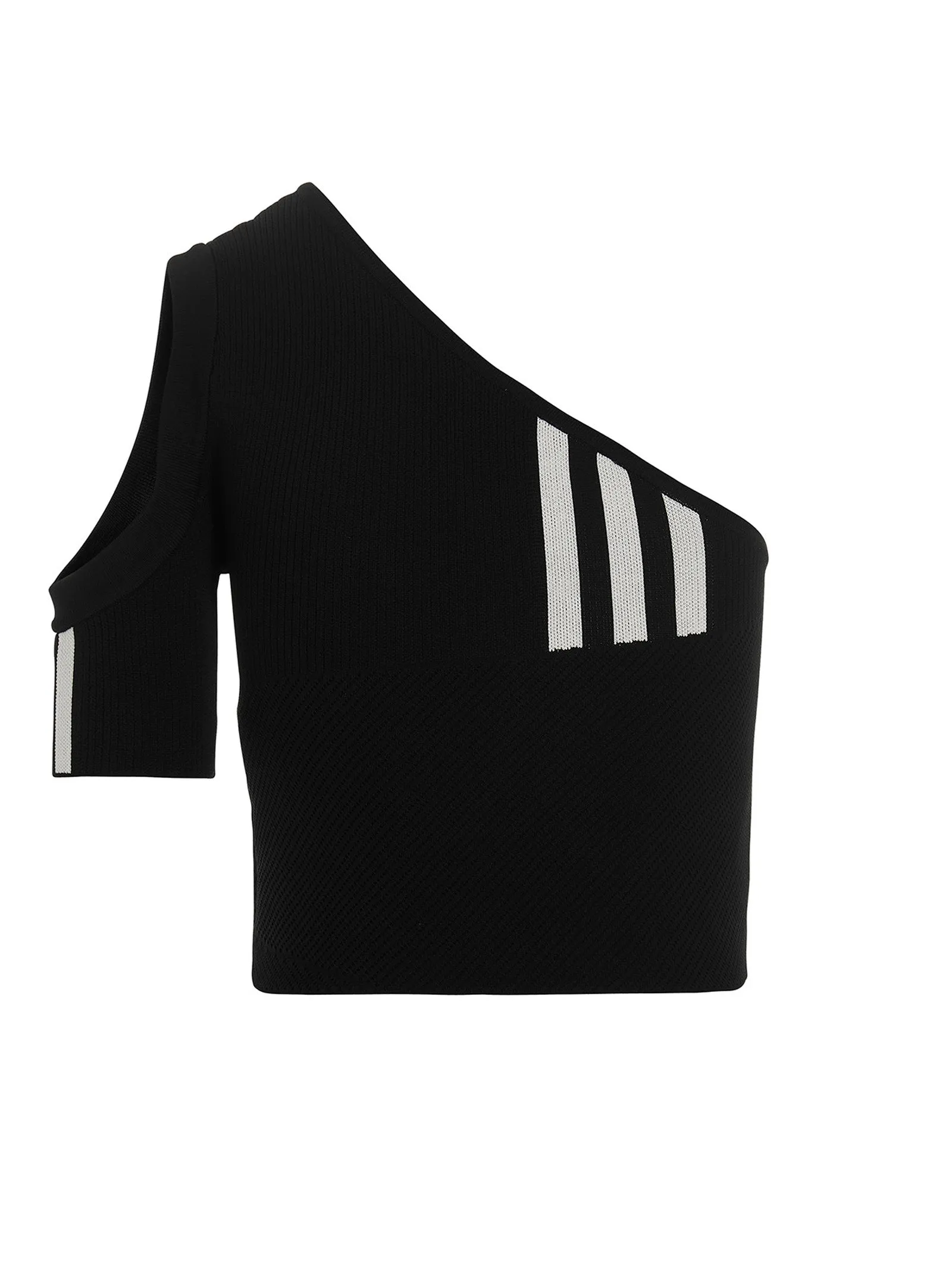 Y-3 Three Stripe Short Sleeved One-Shoulder Top