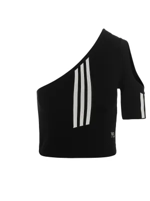 Y-3 Three Stripe Short Sleeved One-Shoulder Top