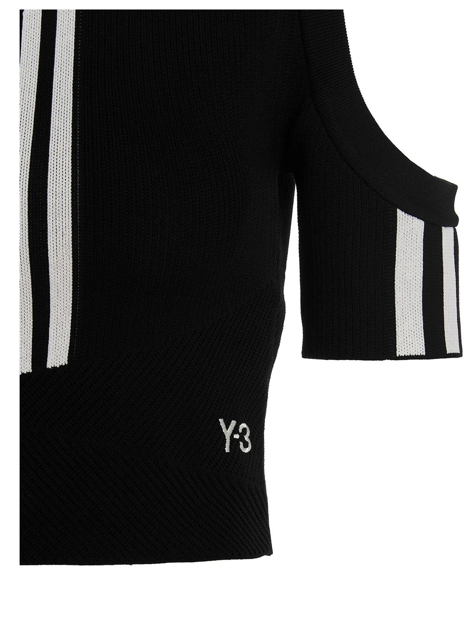 Y-3 Three Stripe Short Sleeved One-Shoulder Top